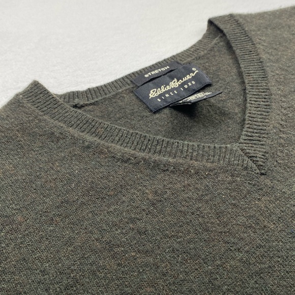 Eddie Bauer Stretch Lambswool Blend Knit Long Sleeve V Neck Pullover Sweater - Picture 7 of 14
